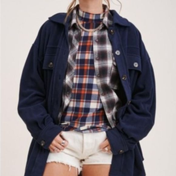 Insanely Soft NWTGS Navy Blue Fleece Shacket - Picture 6 of 8